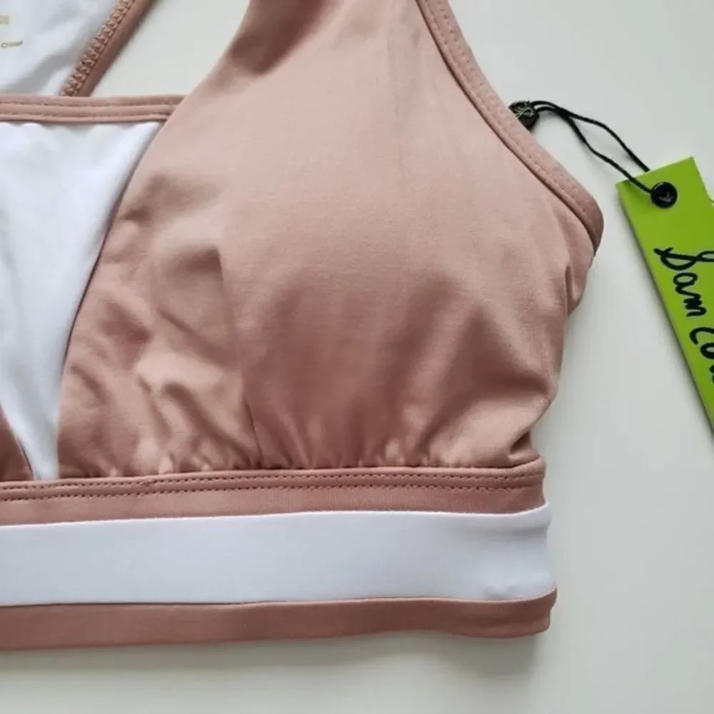 Sam Edelman Tan And White‎ Colorblock Sports Bra